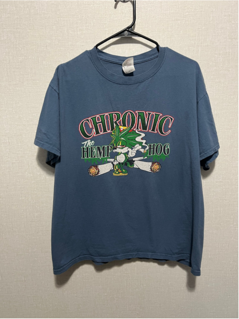 Vintage Chronic Hemp Hog Blue Stoner Graphic Short Sleeve T-Shirt